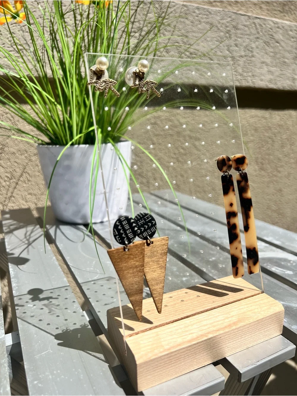 Gold and Wooden Jewelry Display Set